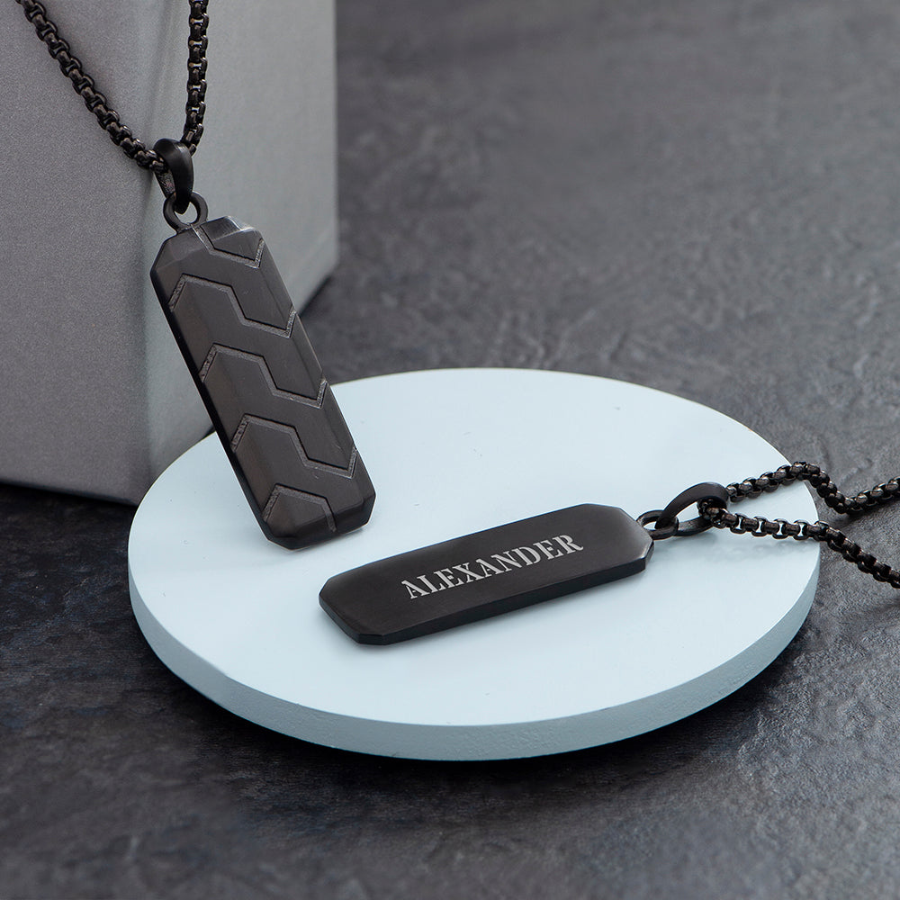 Personalised Men’s Black Steel Dog Tag Necklace - Shop Necklaces At Gift Moments - 1