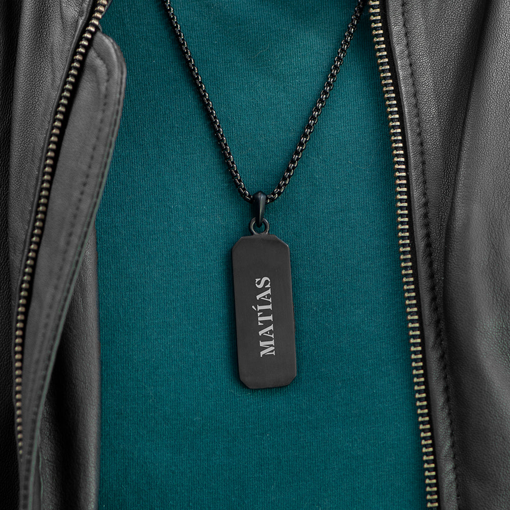 Personalised Men’s Black Steel Dog Tag Necklace - Shop Necklaces At Gift Moments - 3
