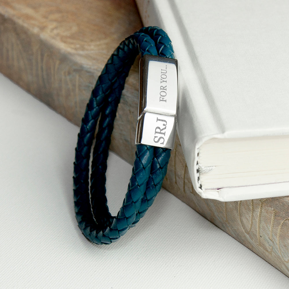 Personalised Men’s Dual Leather Woven Bracelets: 11 - Bracelets By Gift Moments