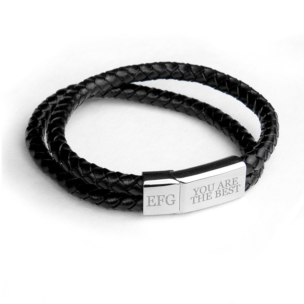 Personalised Men’s Dual Leather Woven Bracelets: 12 - Bracelets By Gift Moments