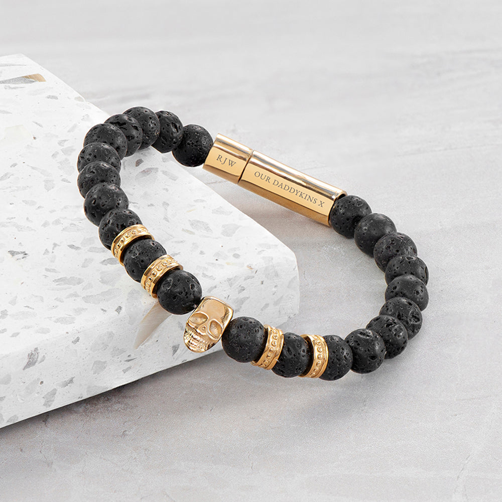 Personalised Men’s Golden Skull Beaded Bracelet - Shop Bracelets At Gift Moments - 4