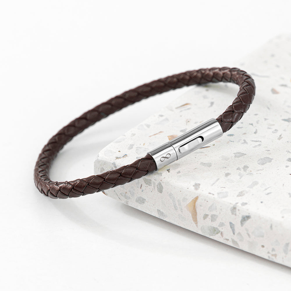 Personalised Men’s Infinity Capsule Leather Bracelets - Brown - Shop Bracelets At Gift Moments - 4