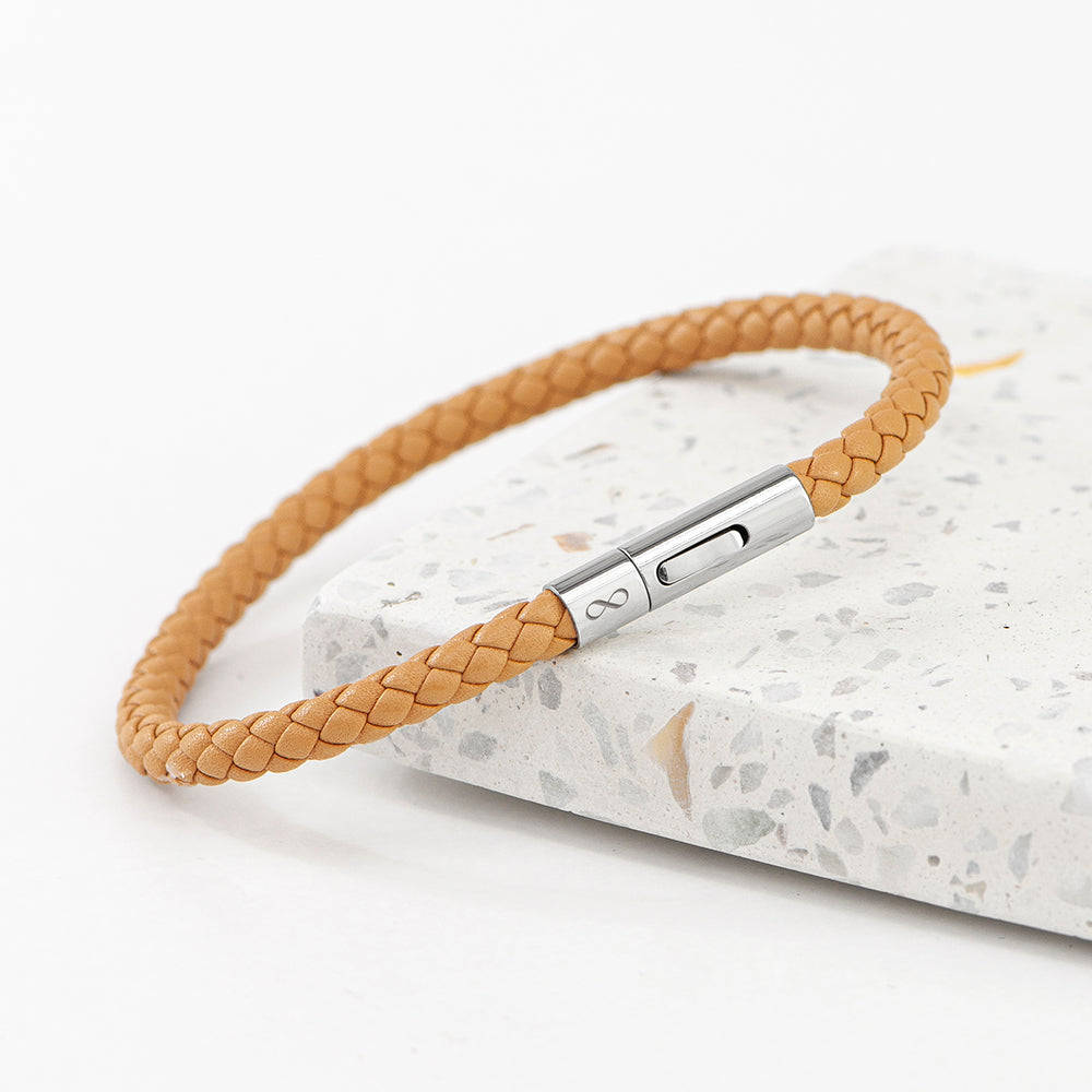 Personalised Men’s Infinity Capsule Leather Bracelets - Sandstone - Shop Bracelets At Gift Moments - 3