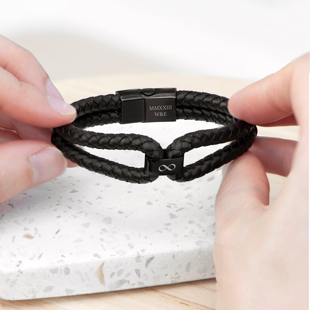 Personalised Men’s Infinity Dual Leather Bracelets - Shop Bracelets At Gift Moments - 11
