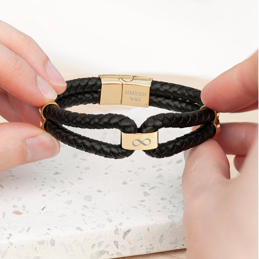 Personalised Men’s Infinity Dual Leather Bracelets - Shop Bracelets At Gift Moments - 8