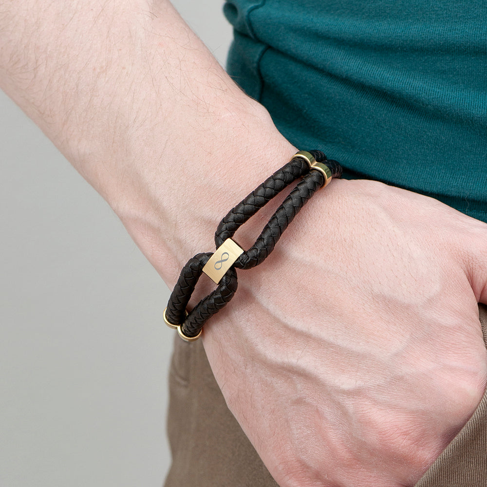 Personalised Men’s Infinity Dual Leather Bracelets - Shop Bracelets At Gift Moments - 6