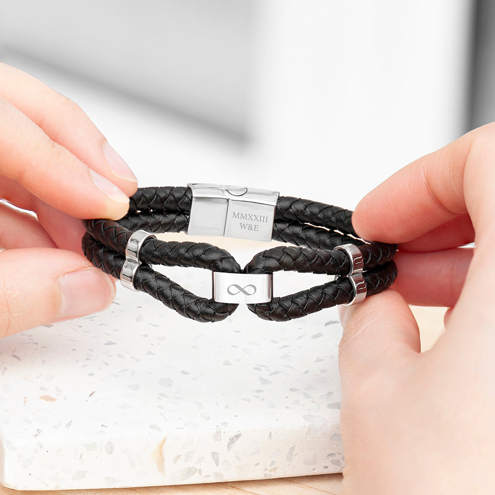 Personalised Men’s Infinity Dual Leather Bracelets - Shop Bracelets At Gift Moments - 7