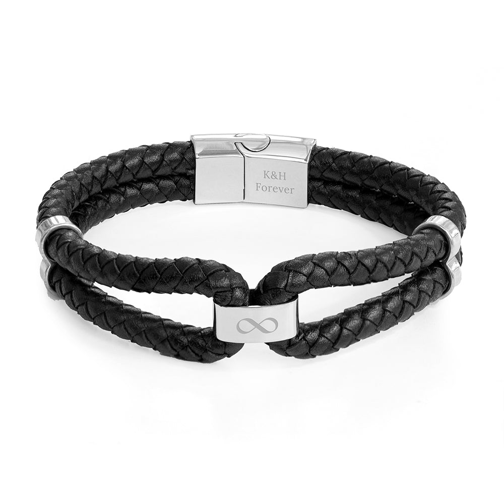 Personalised Men’s Infinity Dual Leather Bracelets - Shop Bracelets At Gift Moments - 14