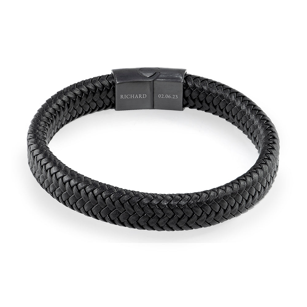 Personalised Men’s Leather Braided Bracelet: 7 - Bracelets By Gift Moments