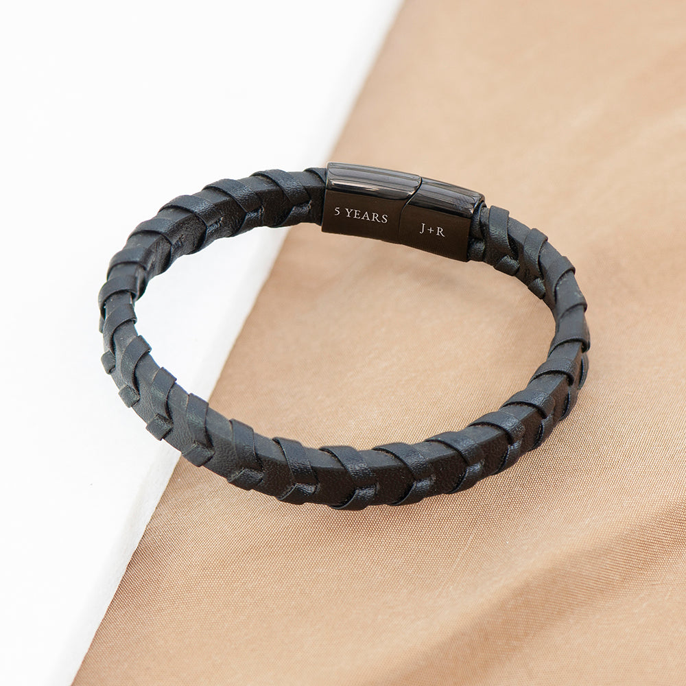 Personalised Men’s Leather Chevron Bracelet - Shop Bracelets At Gift Moments - 4
