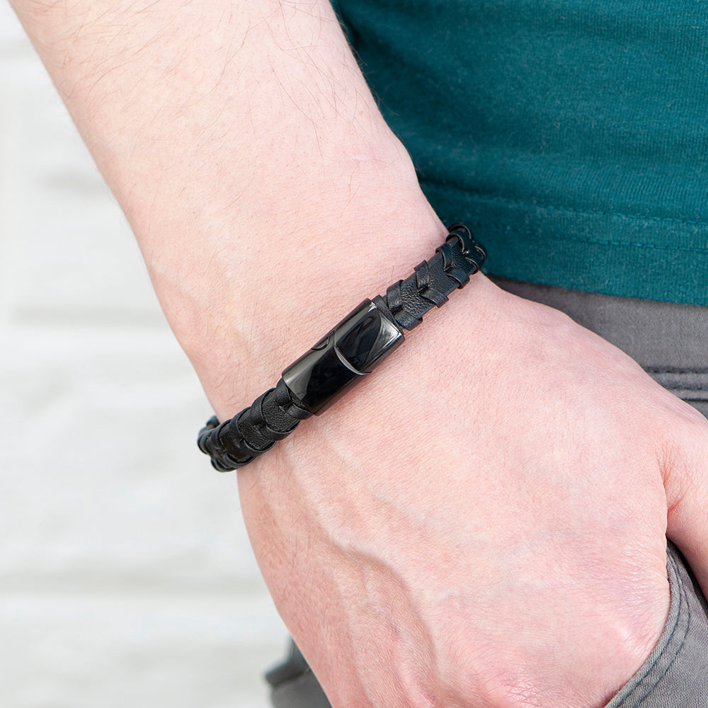Personalised Men’s Leather Chevron Bracelet - Shop Bracelets At Gift Moments - 3