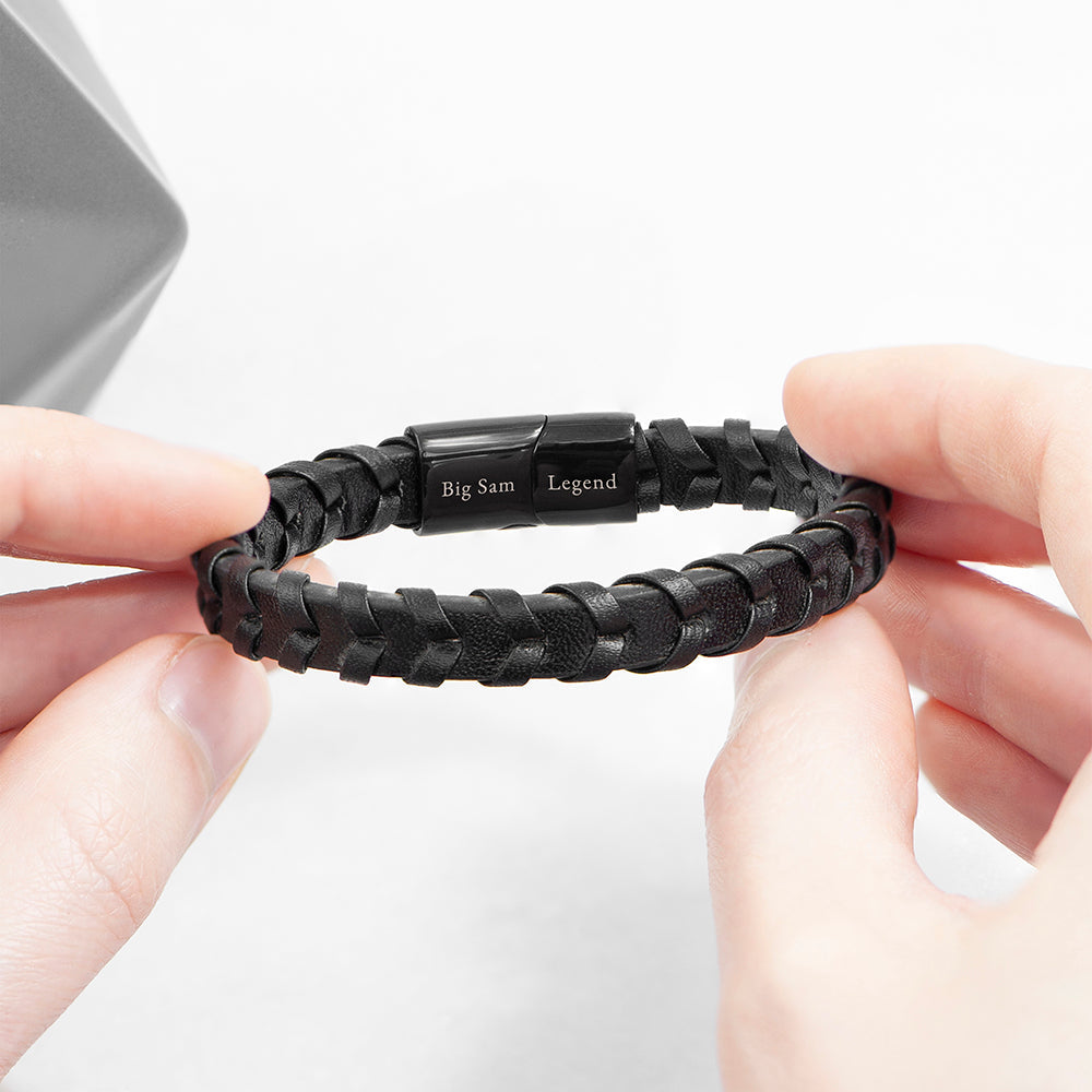 Personalised Men’s Leather Chevron Bracelet - Shop Bracelets At Gift Moments - 2