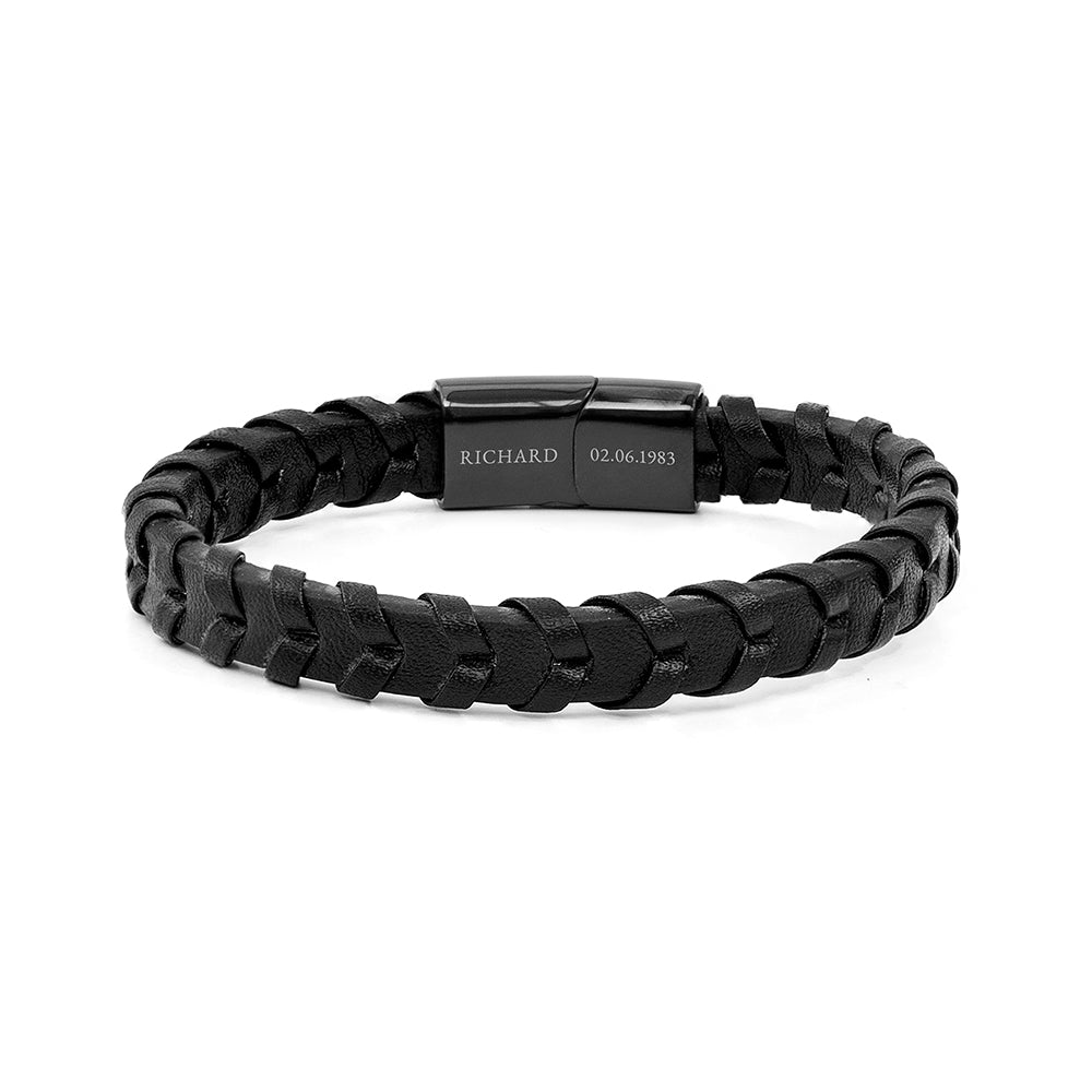 Personalised Men’s Leather Chevron Bracelet - Shop Bracelets At Gift Moments - 6