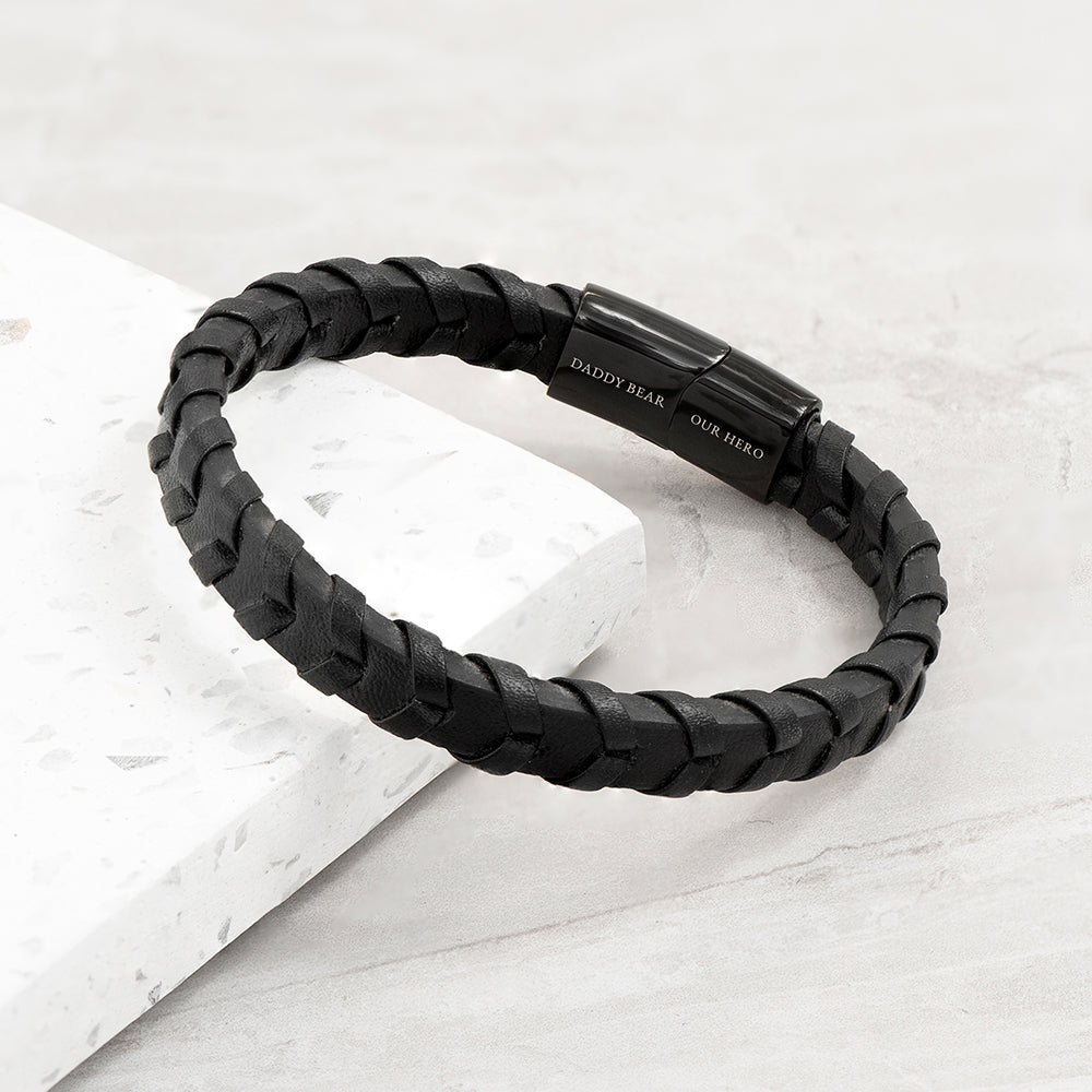 Personalised Men’s Leather Chevron Bracelet - Shop Bracelets At Gift Moments - 1