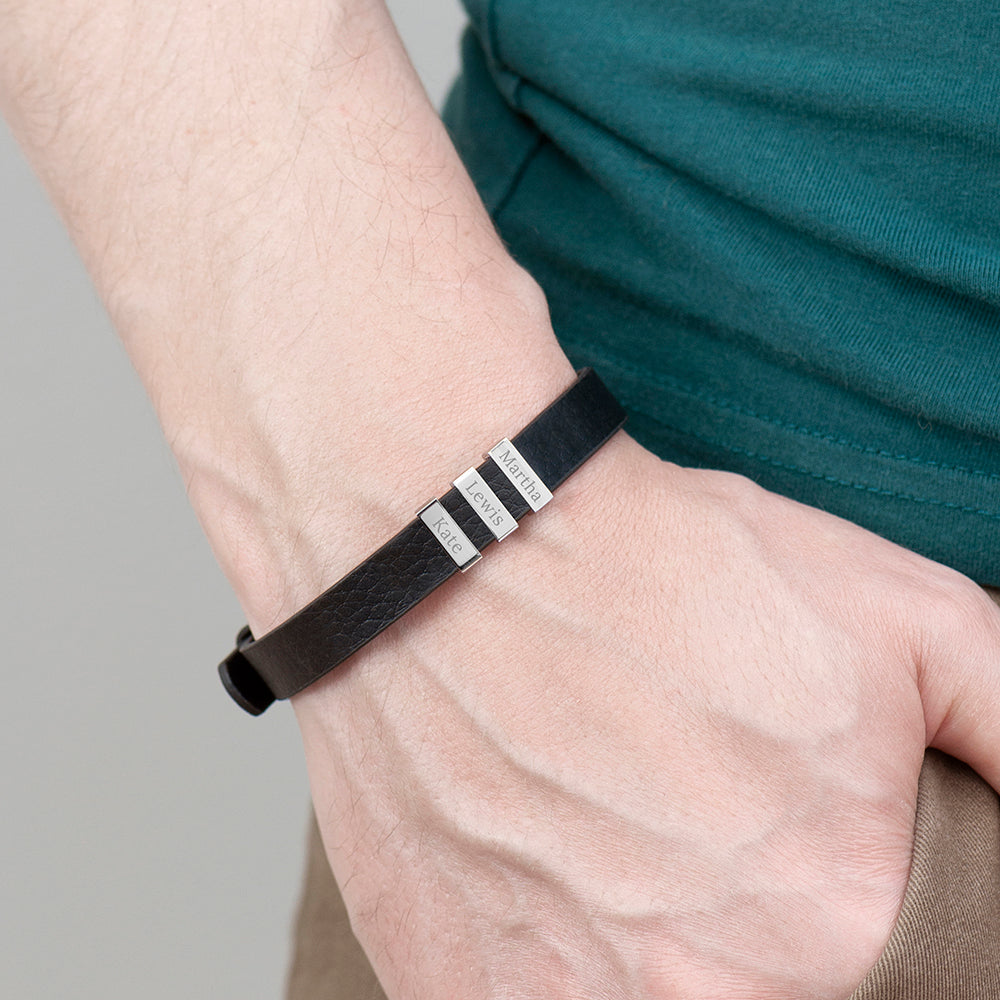 Personalised Men’s Soho Triple Tag Leather Bracelets - Shop Bracelets At Gift Moments - 3