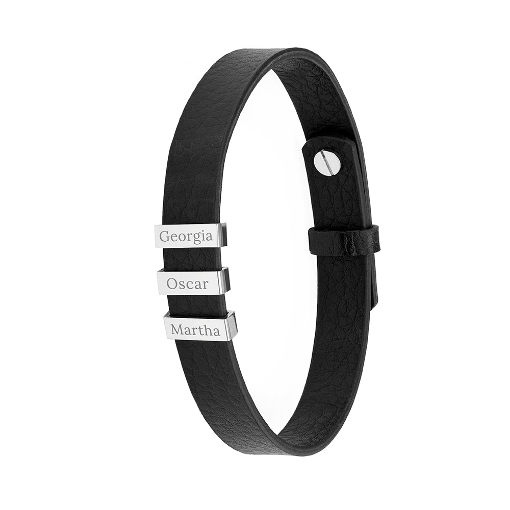Personalised Men’s Soho Triple Tag Leather Bracelets - Shop Bracelets At Gift Moments - 7