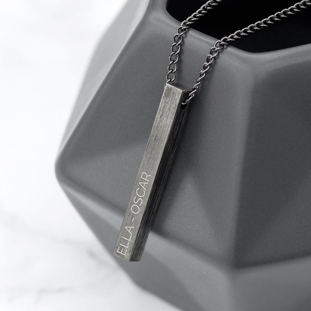 Personalised Men’s Solid Bar Necklaces - Gunmetal - Shop Necklaces At Gift Moments - 1