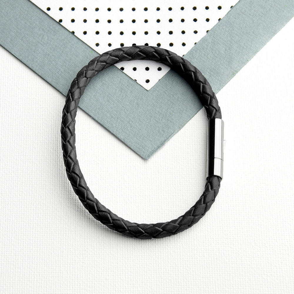 Personalised Men’s Travel Compass Capsule Leather Bracelets - Black - Shop Bracelets At Gift Moments - 5