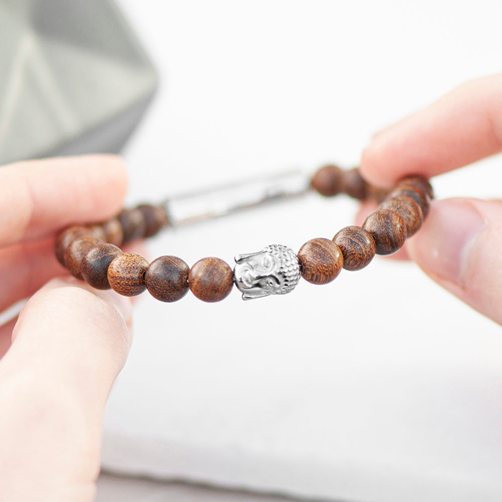 Personalised Mens Wooden Buddha Bracelet: 4 - Bracelets By Gift Moments