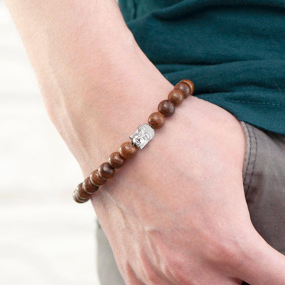 Personalised Mens Wooden Buddha Bracelet: 2 - Bracelets By Gift Moments