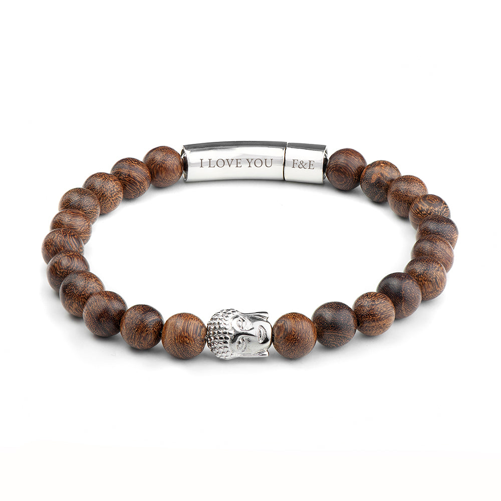 Personalised Mens Wooden Buddha Bracelet: 7 - Bracelets By Gift Moments