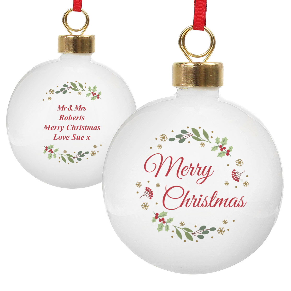 Personalised Merry Christmas Bauble: 5 - Christmas Baubles By Gift Moments