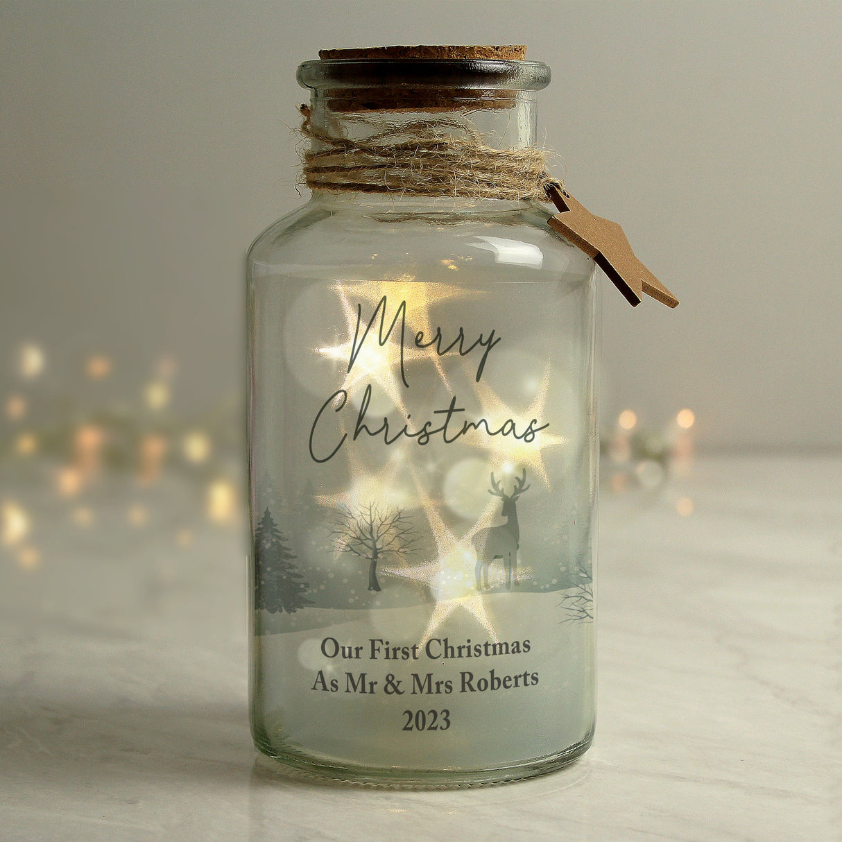 Personalised Merry Christmas LED Glass Jar: 3 - LED Lighting By Gift Moments