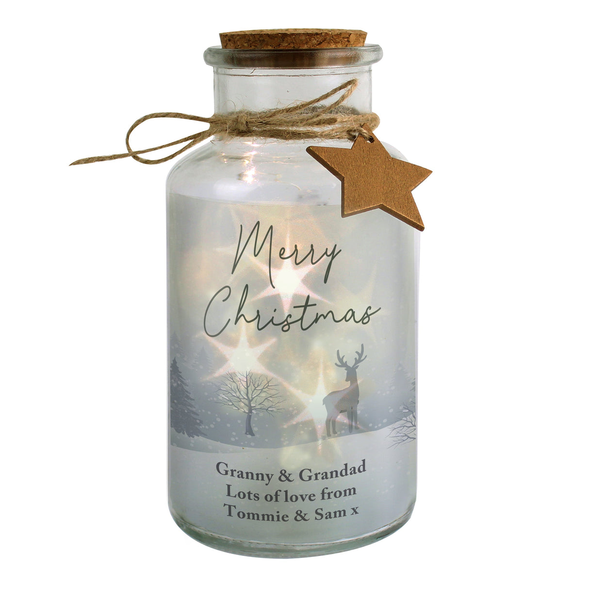 Personalised Merry Christmas LED Glass Jar: 2 - LED Lighting By Gift Moments