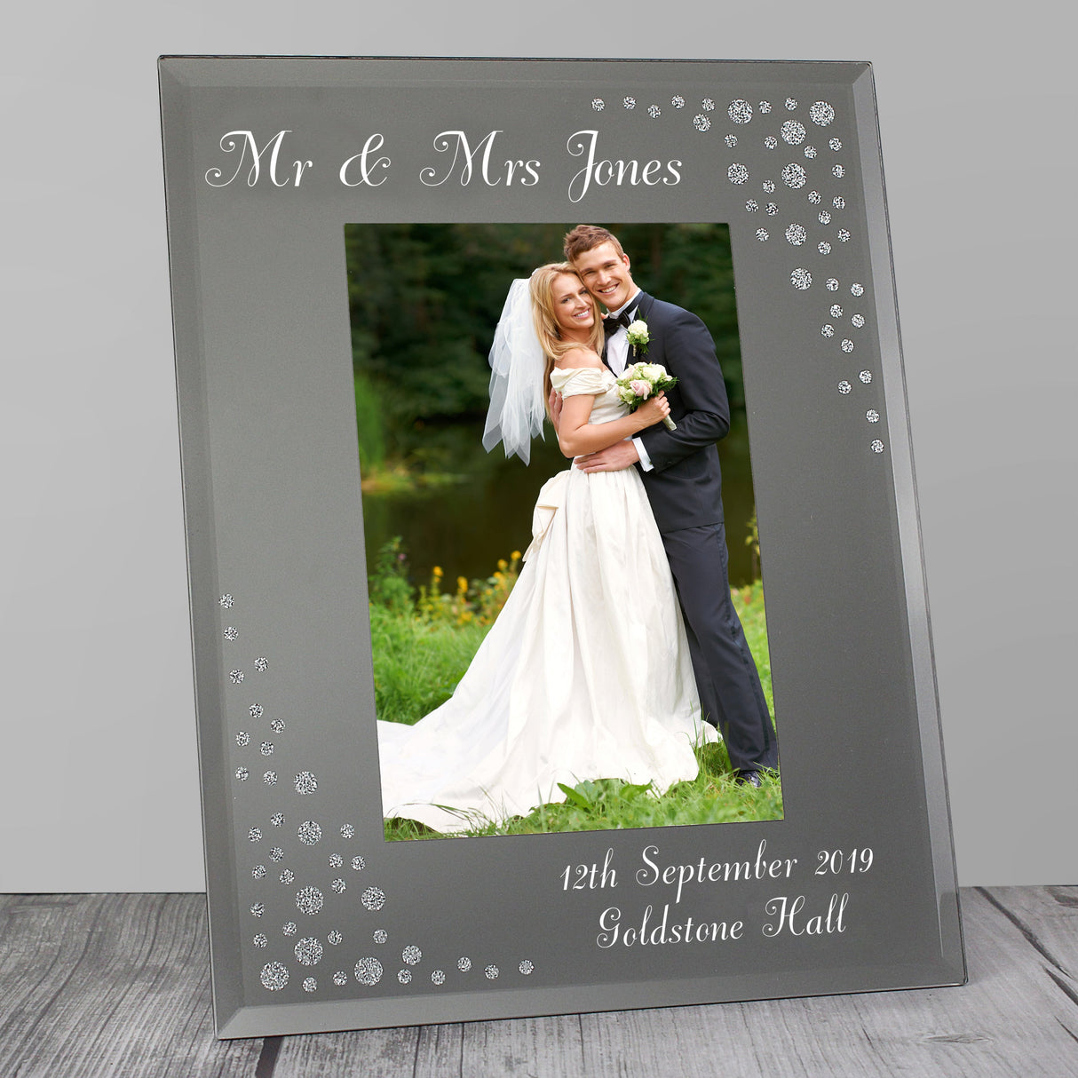 Personalised Any Message 6x4 Diamante Glass Photo Frame: 1 - Photo Frames By Gift Moments