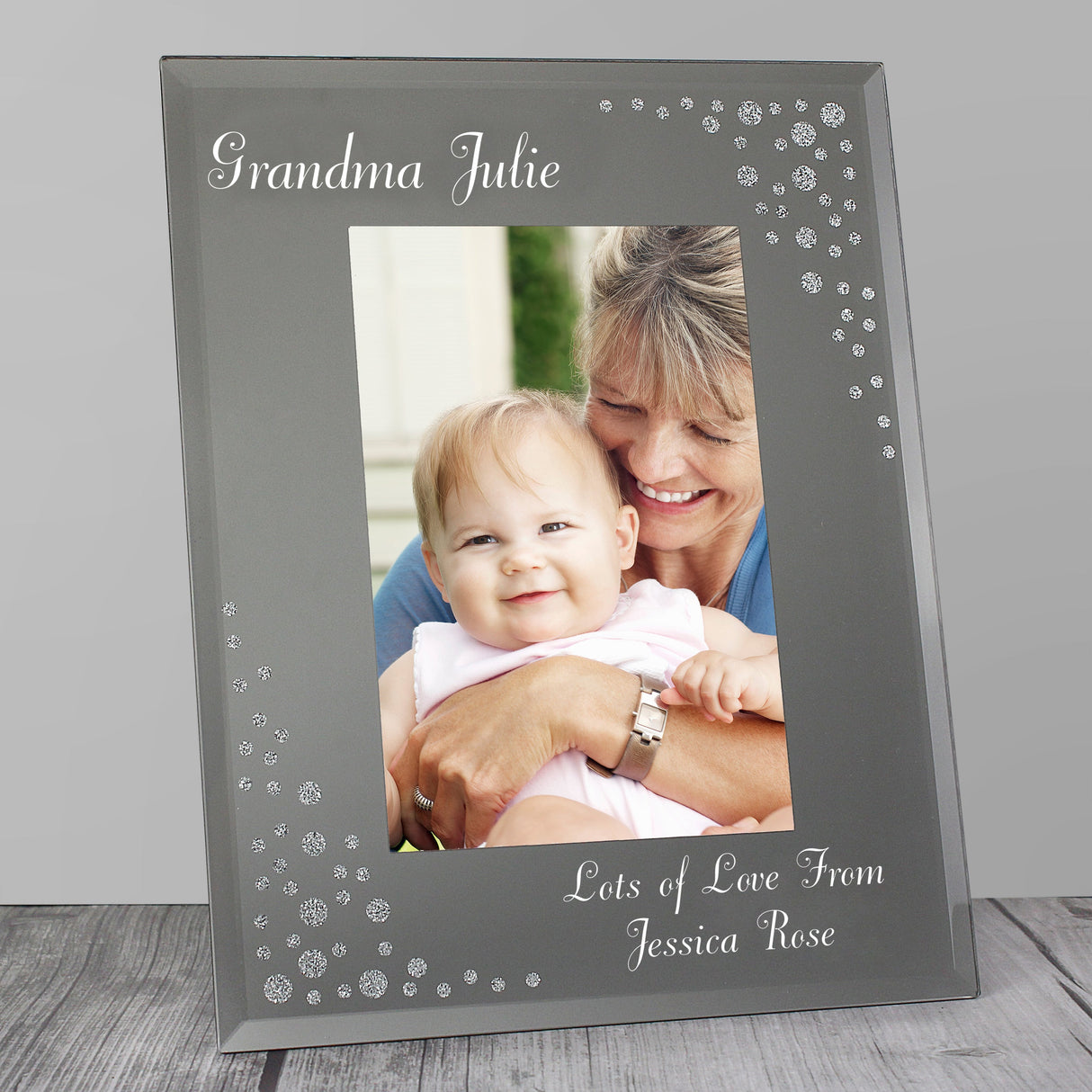 Personalised Any Message 6x4 Diamante Glass Photo Frame: 4 - Photo Frames By Gift Moments