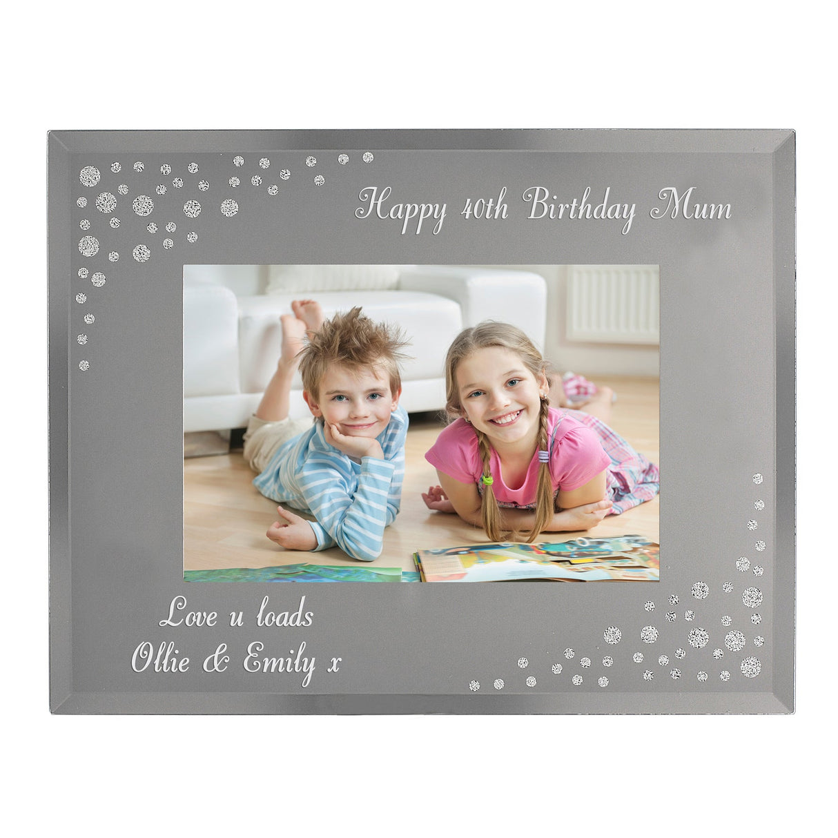 Personalised Any Message 6x4 Landscape Diamante Glass Photo Frame: 8 - Photo Frames By Gift Moments