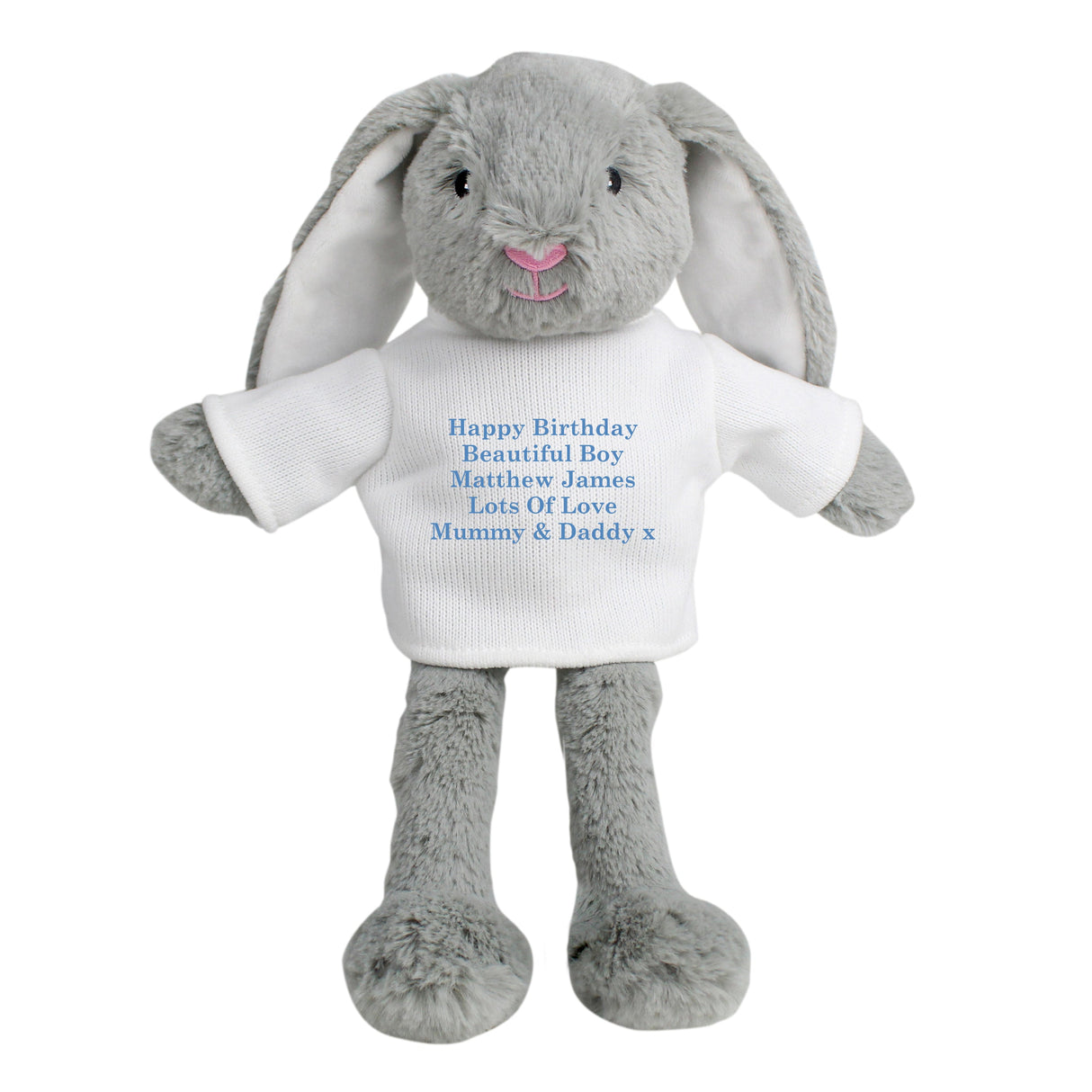 Personalised Message Bunny Rabbit - Blue: 5 - Teddy Bears & Soft Toys By Gift Moments