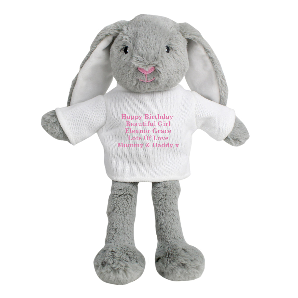 Personalised Message Bunny Rabbit In Jumper - Pink: 5 - Teddy Bears & Soft Toys By Gift Moments