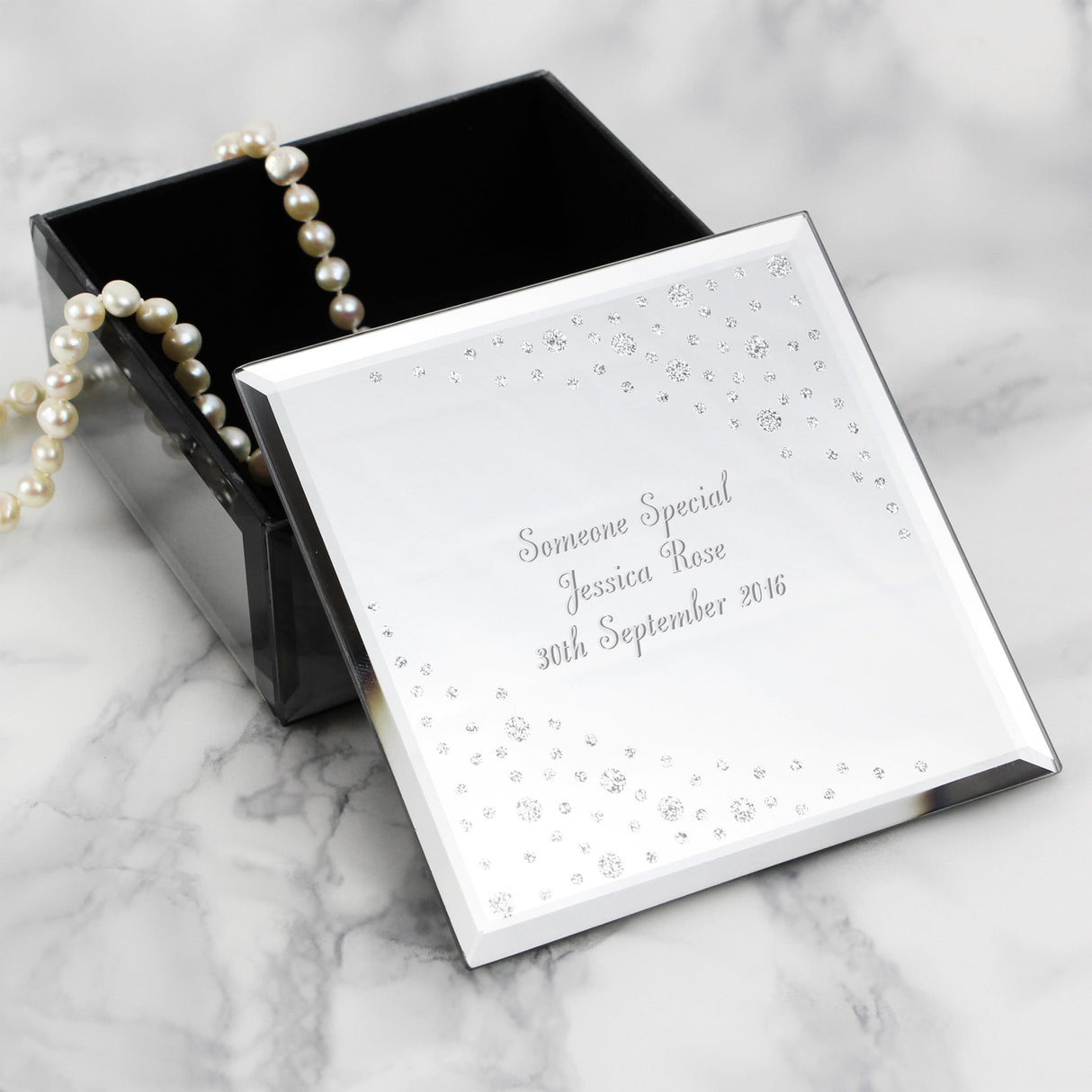 Personalised Any Message Diamante Glass Trinket Box - Shop Trinket Boxes At Gift Moments - 1