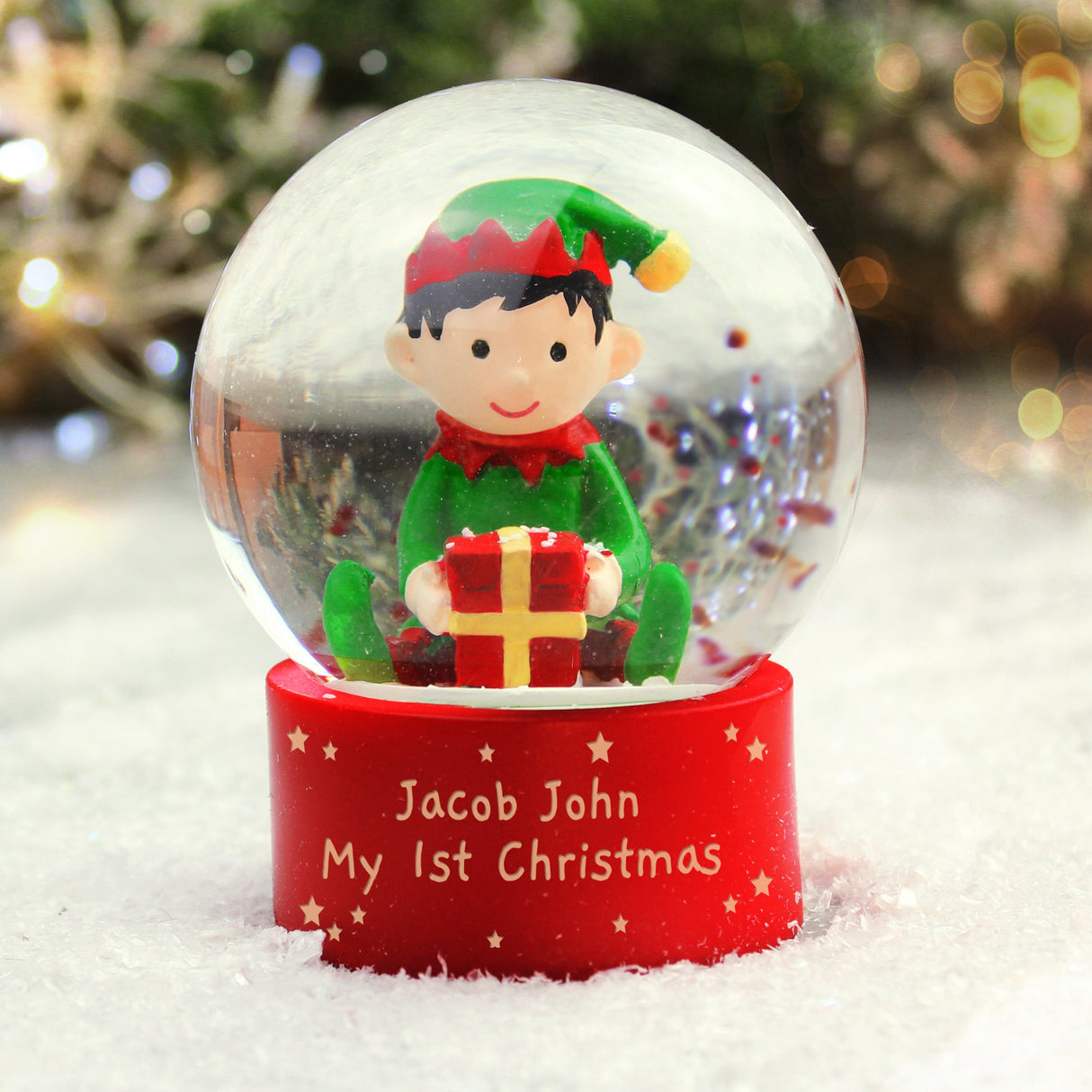 Personalised Message Elf Glitter Snow Globe: 4 - Snow Globes By Gift Moments