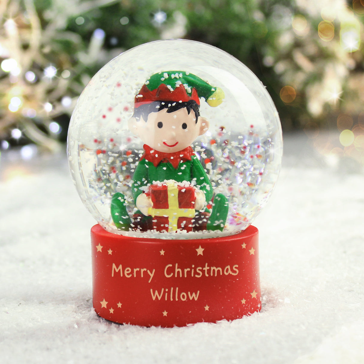 Personalised Message Elf Glitter Snow Globe: 3 - Snow Globes By Gift Moments