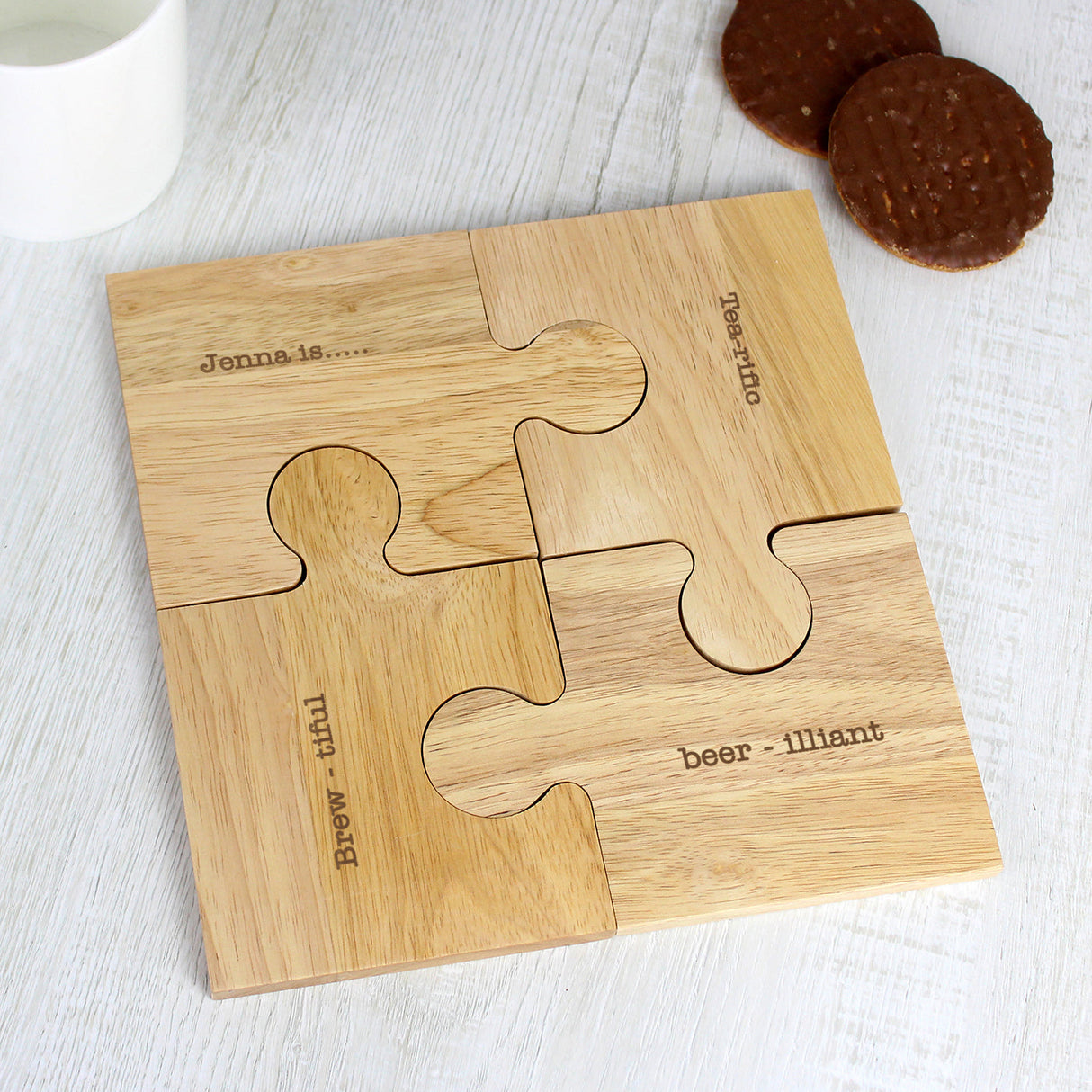 Personalised Message Jigsaw Coasters: 3 - Coasters By Gift Moments