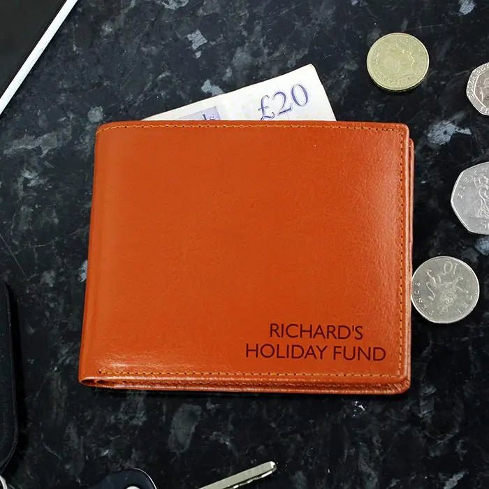 Personalised Message Leather Wallet: 2 - Tan - Wallets & Money Clips By Gift Moments