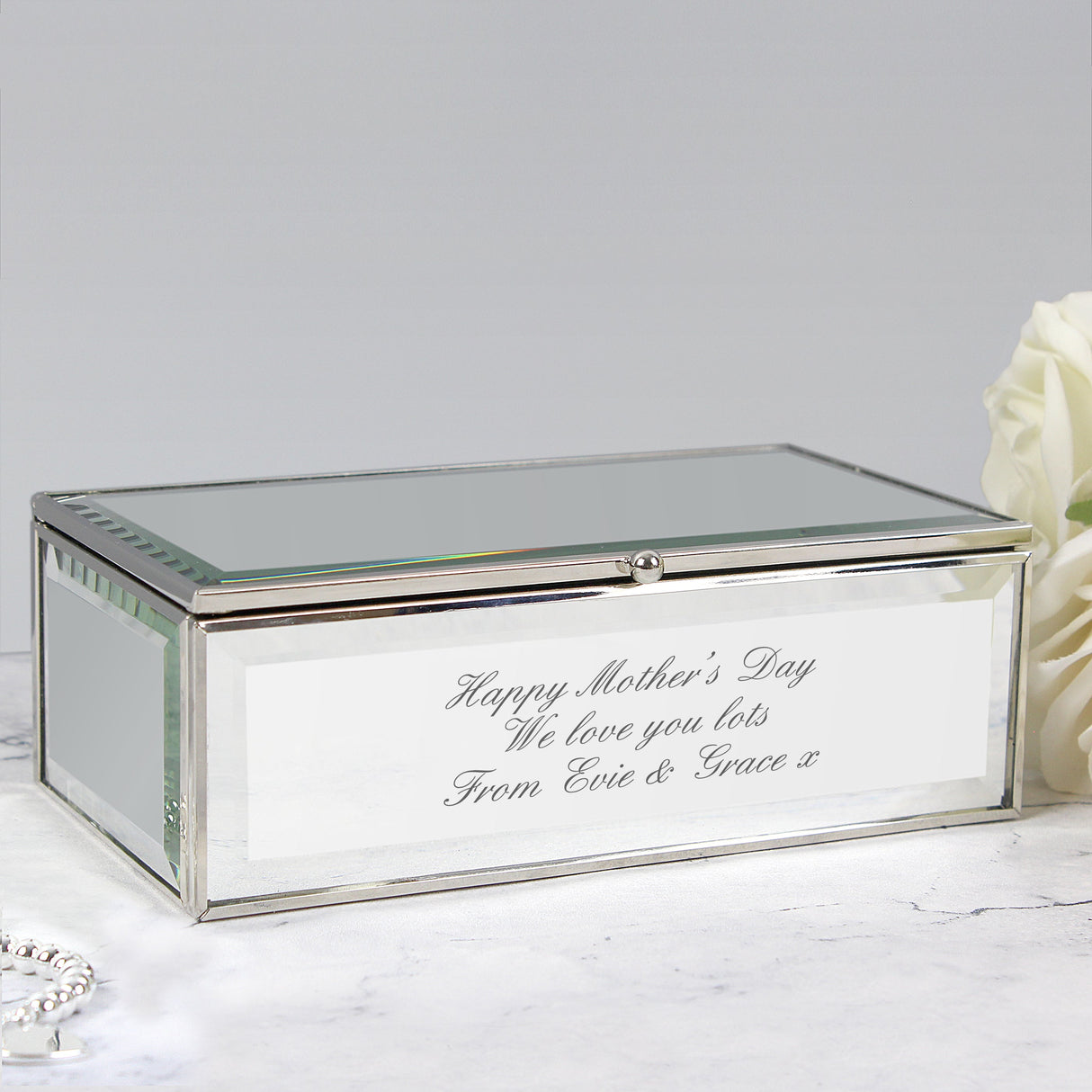 Personalised Any Message Mirrored Jewellery Box: 6 - Jewellery Boxes By Gift Moments