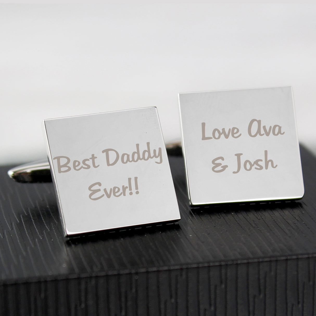Personalised Any Message Square Cufflinks - 2 lines - Shop Cufflinks & Tie Slides At Gift Moments - 2