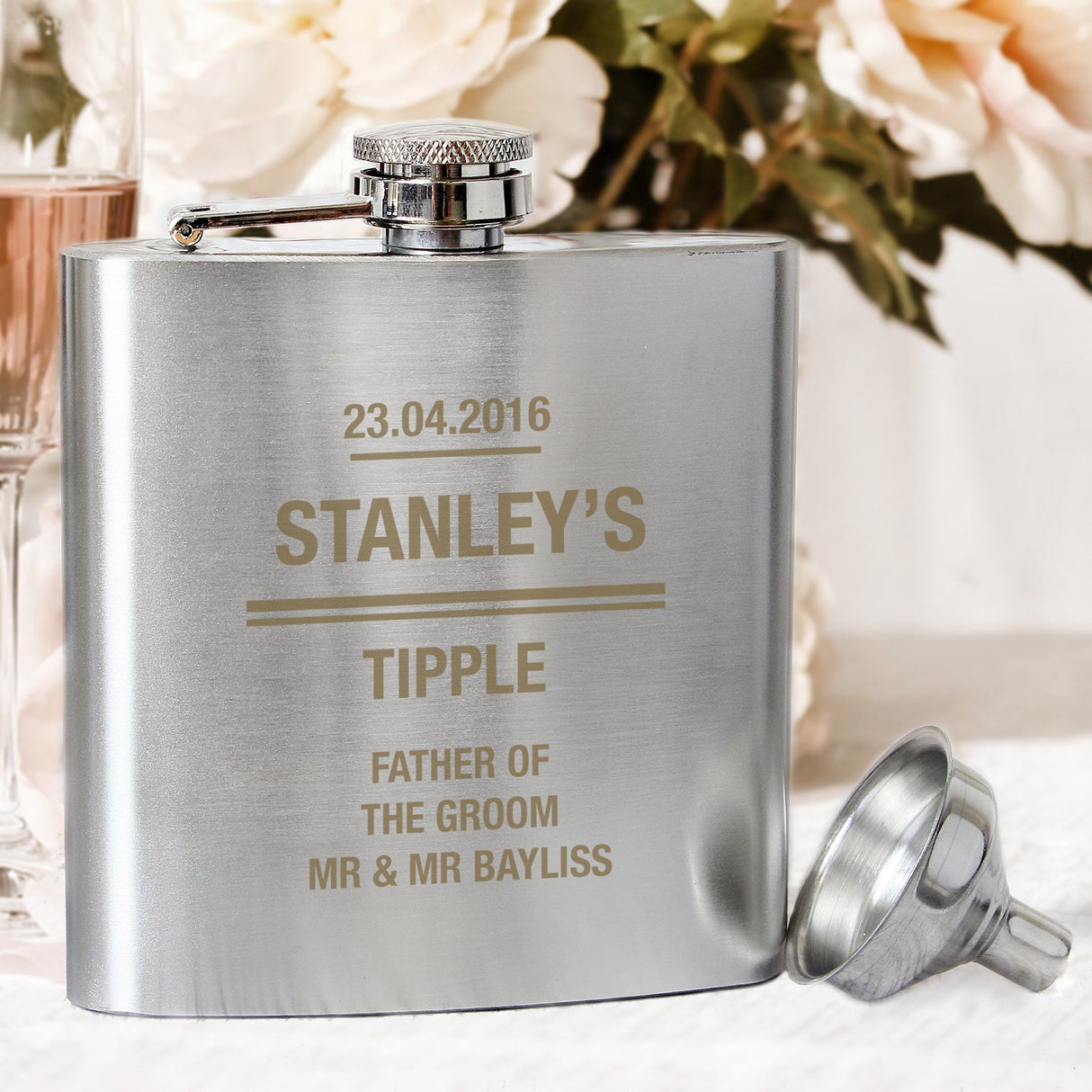 Personalised Any Message Stainless Steel Hip Flask: 4 - Hip Flasks By Gift Moments