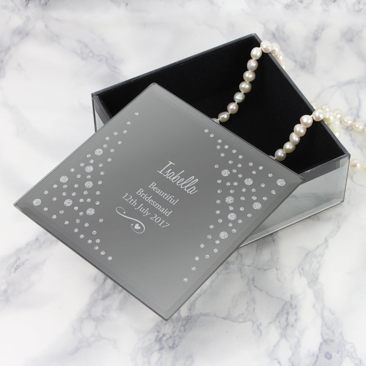 Personalised Any Message Swirls & Hearts Diamante Glass Trinket Box - Shop Trinket Boxes At Gift Moments - 7