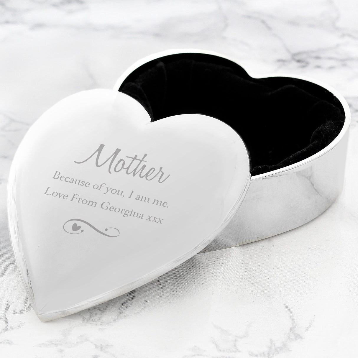 Personalised Any Message Swirls & Hearts Heart Trinket Box - Shop Trinket Boxes At Gift Moments - 5
