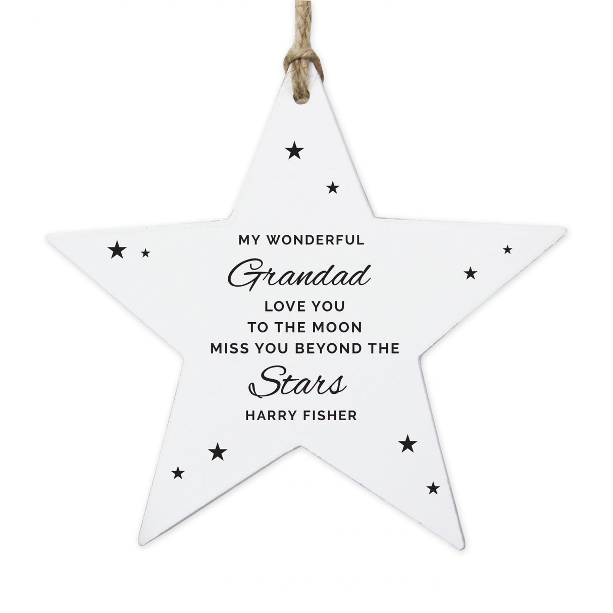 Personalised Miss You Beyond The Stars Wooden Star Decoration: 4 - Memorials By Gift Moments