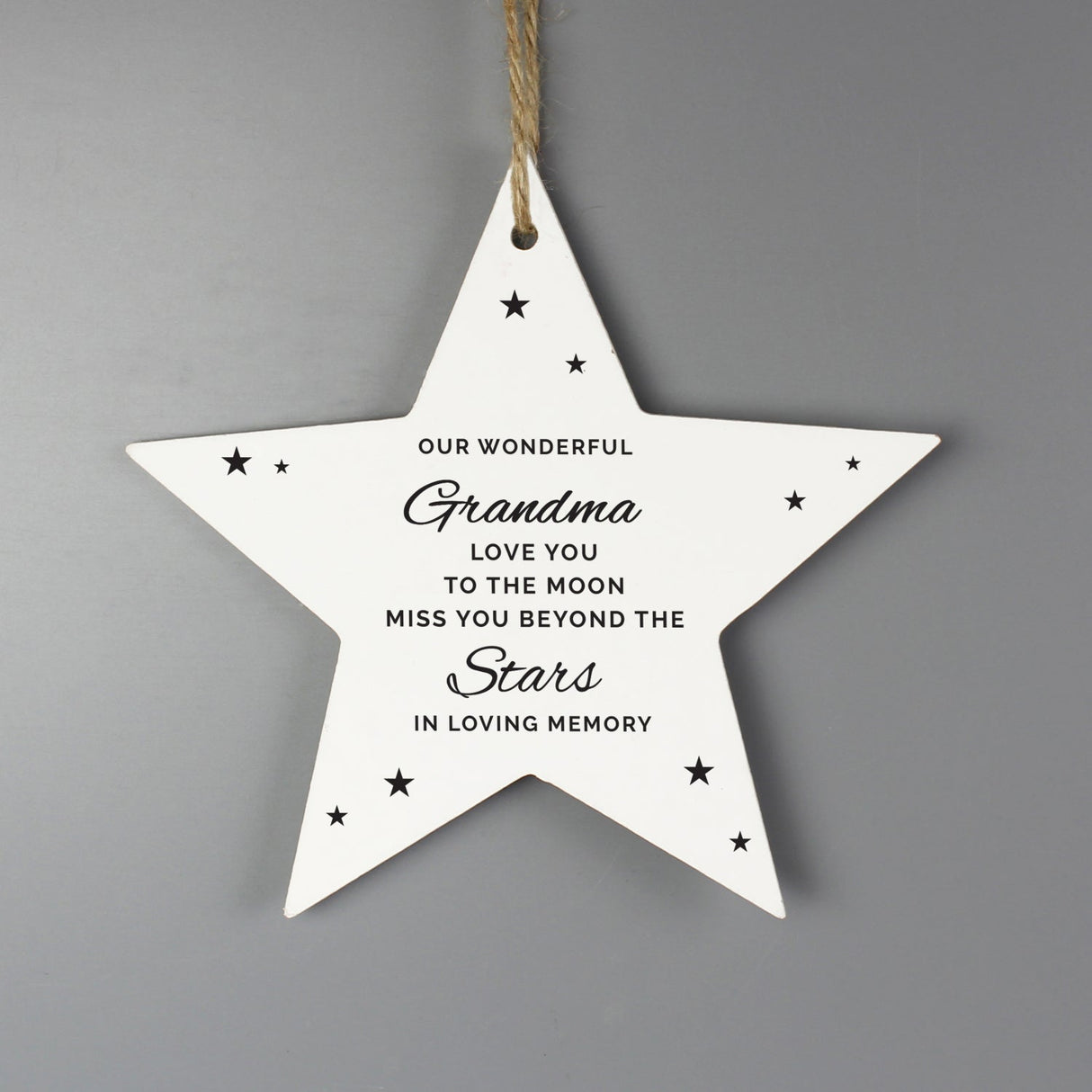 Personalised Miss You Beyond The Stars Wooden Star Decoration: 3 - Memorials By Gift Moments