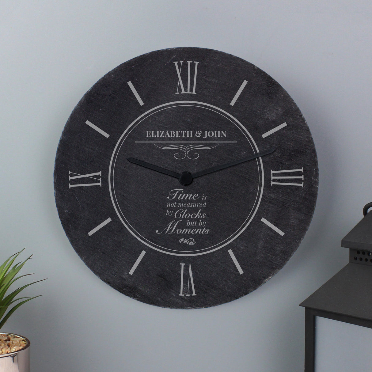 Personalised Moments Slate Clock: 4 - Clocks By Gift Moments