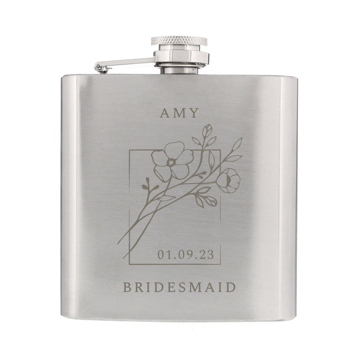 Personalised Monochrome Floral Hip Flask: 5 - Hip Flasks By Gift Moments