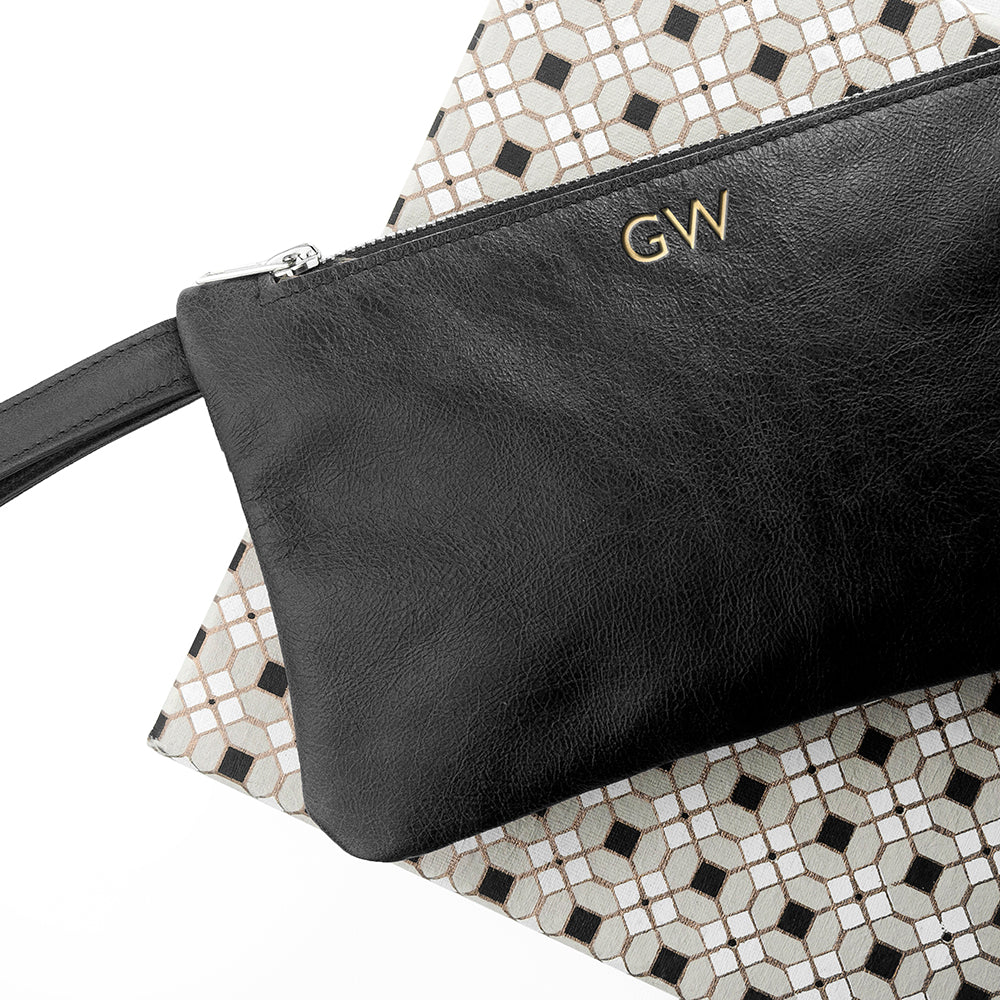 Personalised Monogram Black Leather Clutch Bag - Shop Bags & Purses At Gift Moments - 2