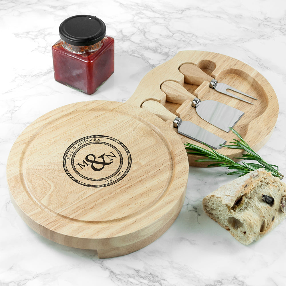 Personalised Monogram Couple Cheese Board Set - Shop Cheese Boards At Gift Moments - 1