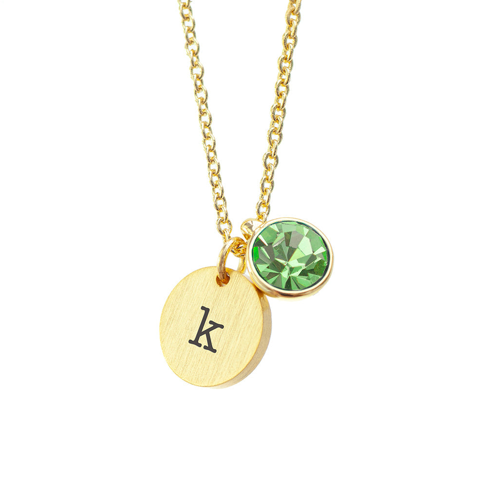 Personalised Monogram Gold Birthstone Crystal & Disc Necklaces: 20 - Necklaces By Gift Moments